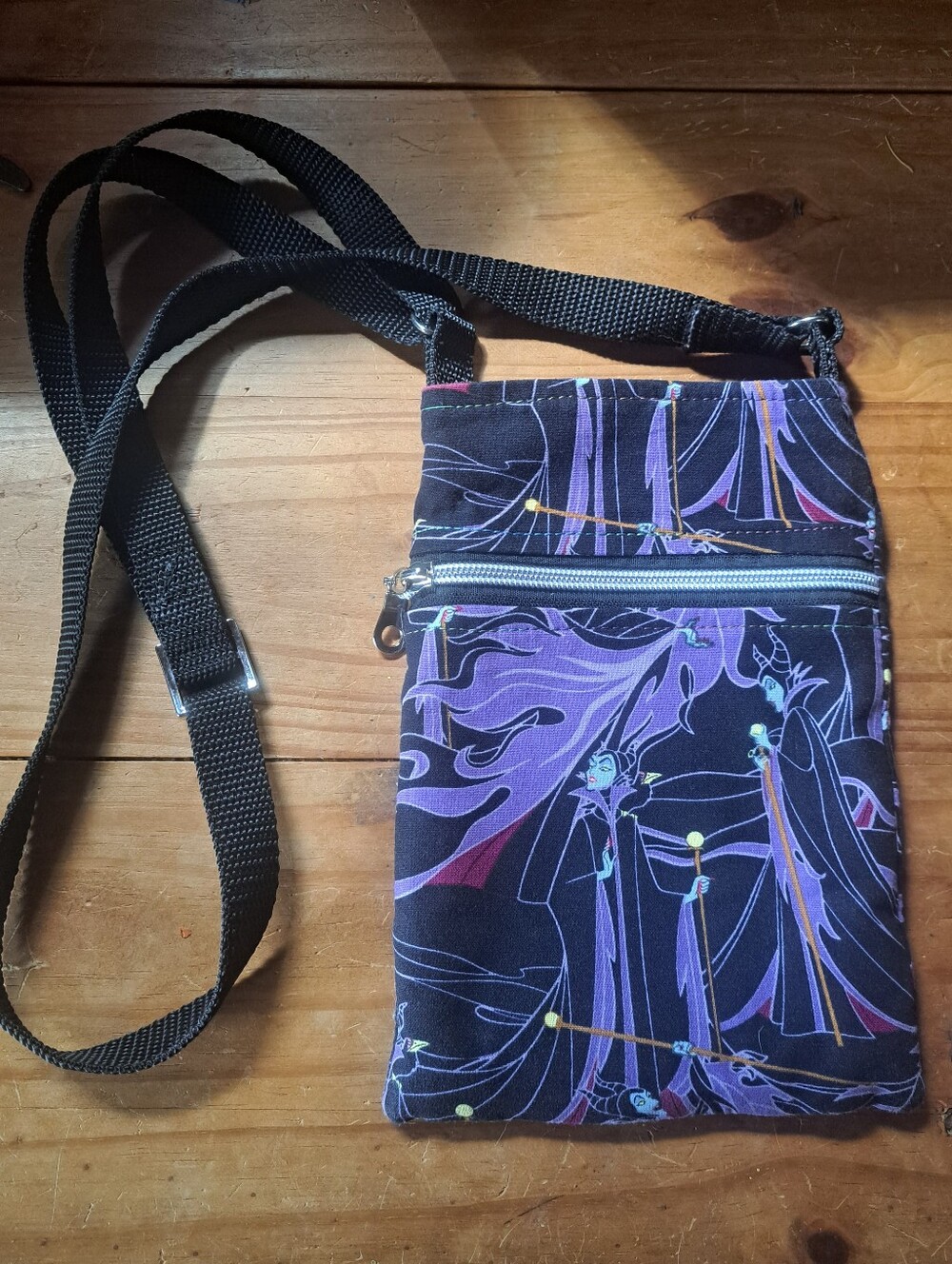 Handmade Maleficent Crossbody Bag Purple Black Padded Fabric
